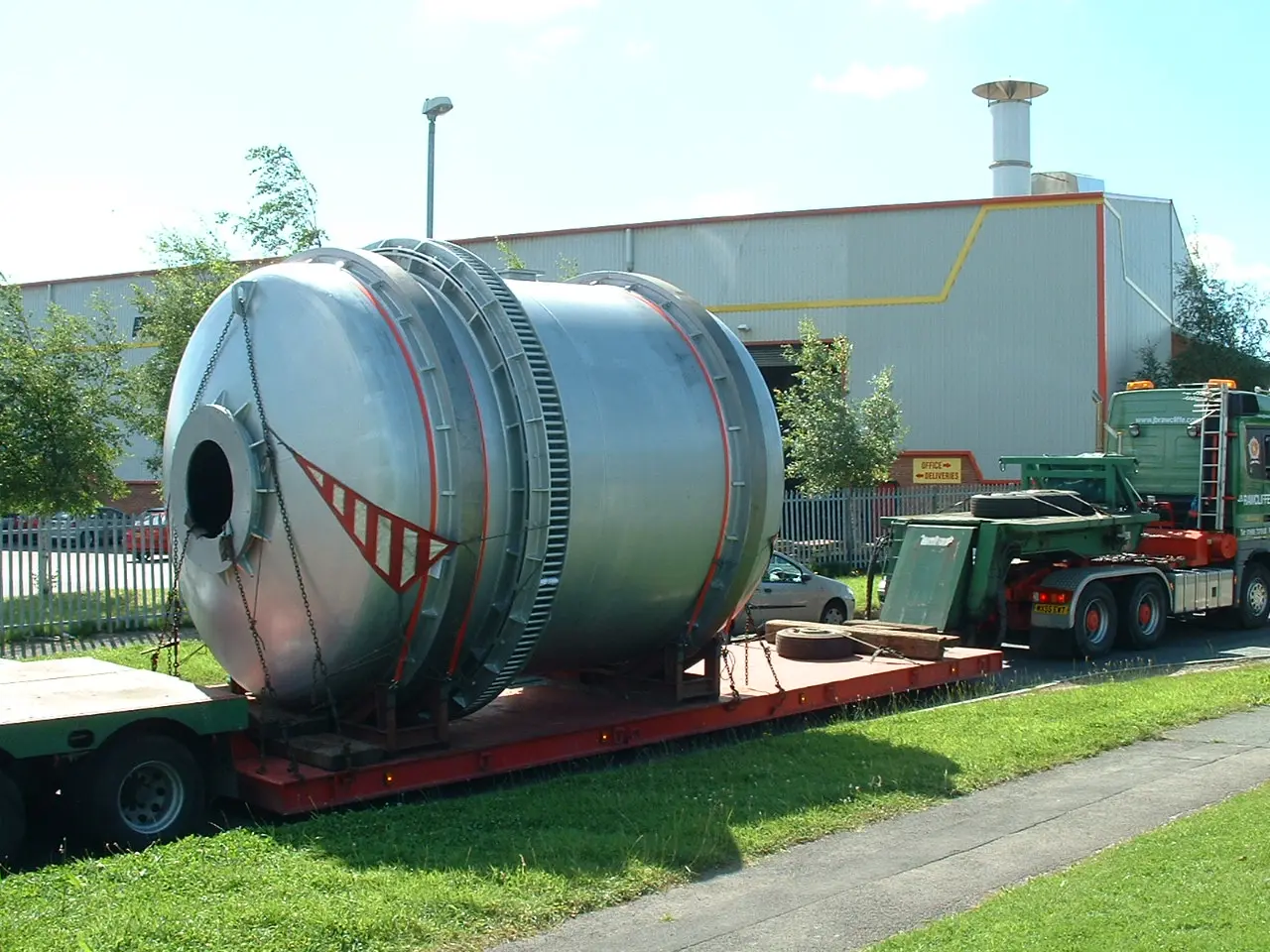 Completed rotary furnace prepared for delivery outside Refinery Supplies